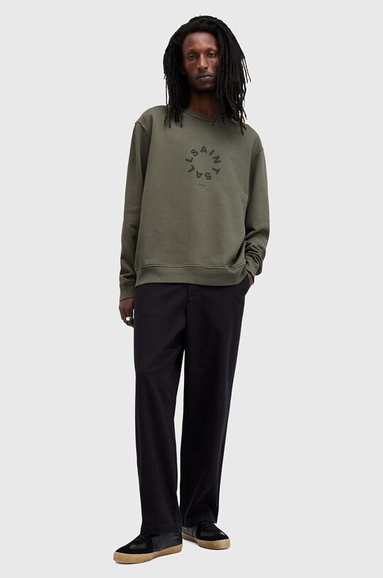 AllSaints hanorac de bumbac TIERRA CREW M035NB verde