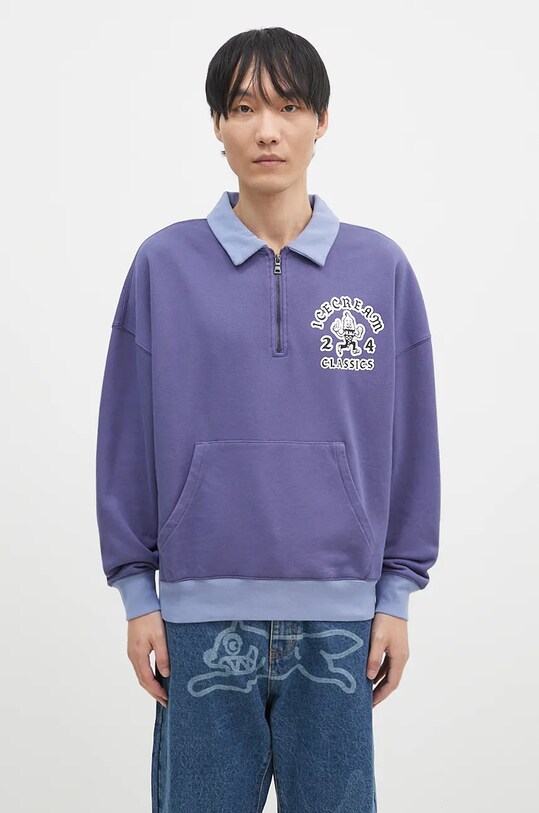 Одежда Хлопковая кофта ICECREAM Cone Man Quarter Zip IC24332 фиолетовой