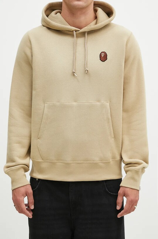 Памучен суичър A Bathing Ape One Point Pullover бежов 1K80114007
