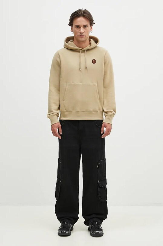 A Bathing Ape bluza bawełniana One Point Pullover 1K80114007 beżowy