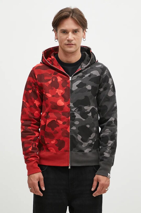 A Bathing Ape cotton sweatshirt Color Camo Separate Shark Full Zip red 1K80115001