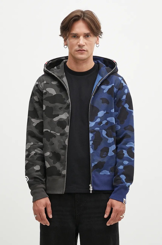 A Bathing Ape cotton sweatshirt Color Camo Separate Shark Full Zip cotton black 1K80115001