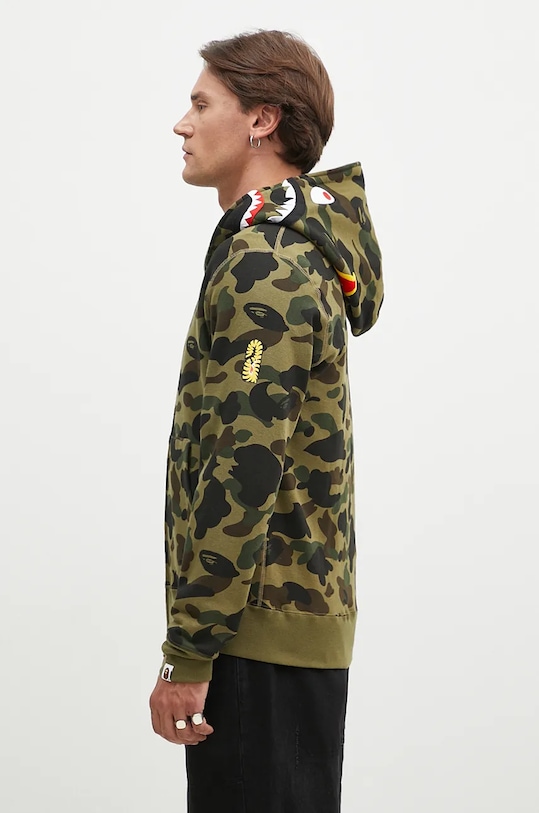 A Bathing Ape cotton sweatshirt 1St Camo 2Nd Shark Full Zip 1K80115004 green AW24