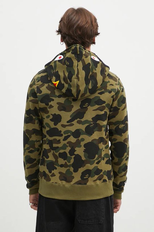 Oblečení Bavlněná mikina A Bathing Ape 1St Camo 2Nd Shark Full Zip 1K80115004 zelená