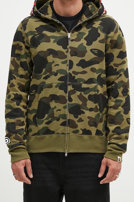 A Bathing Ape cotton sweatshirt 1St Camo 2Nd Shark Full Zip 1K80115004 green