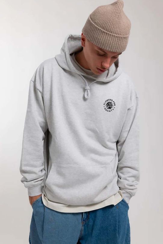 Flowers for Society cotton sweatshirt Basic Chest Hoodie plain gray FFSAPP066