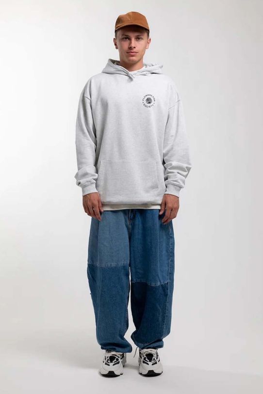 Flowers for Society hanorac de bumbac Basic Chest Hoodie FFSAPP066 gri AW24