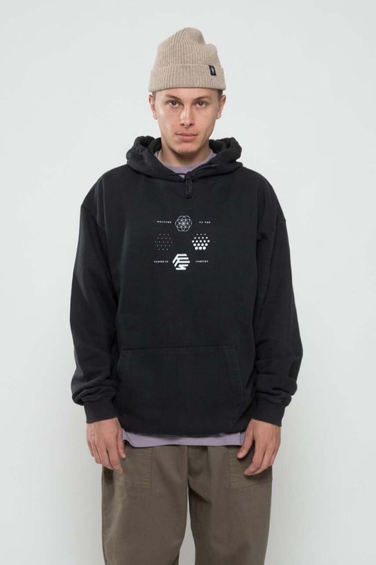 Bavlnená mikina Flowers for Society Premium 2.0 Oversized Hoodie FFSAPP080 čierna AW24
