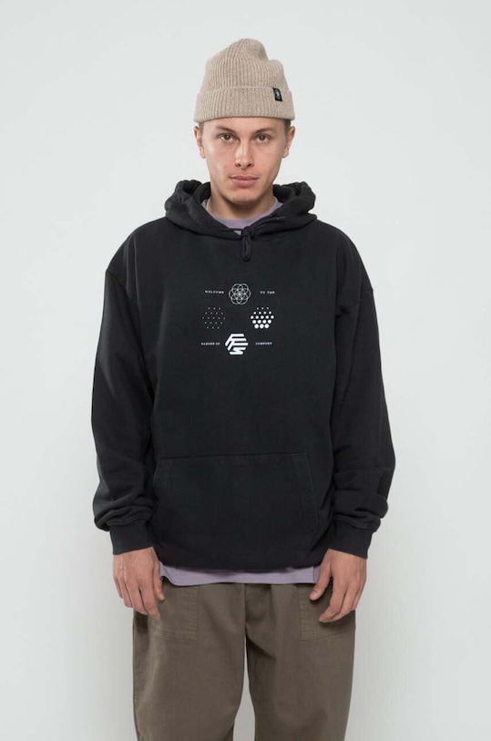 Бавовняна кофта Flowers for Society Premium 2.0 Oversized Hoodie FFSAPP080 чорний AW24