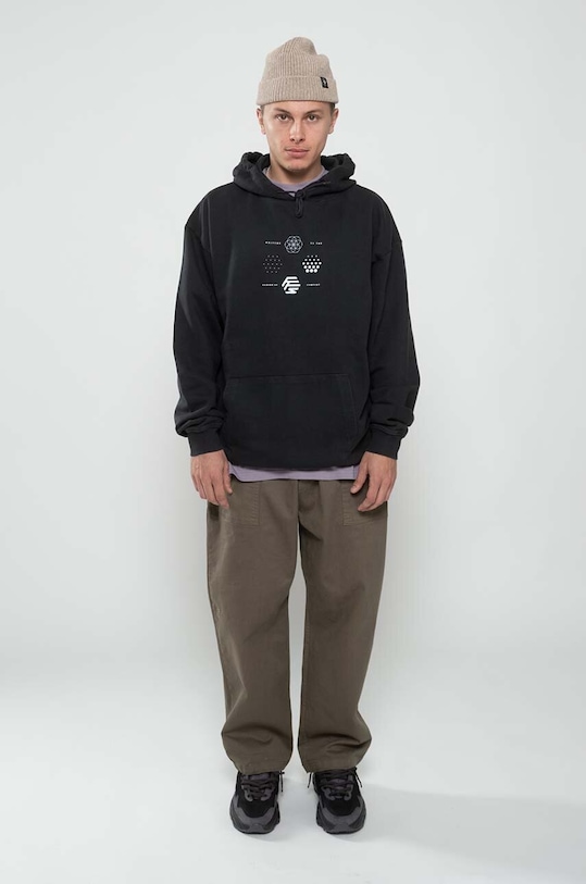 Бавовняна кофта Flowers for Society Premium 2.0 Oversized Hoodie чорний FFSAPP080