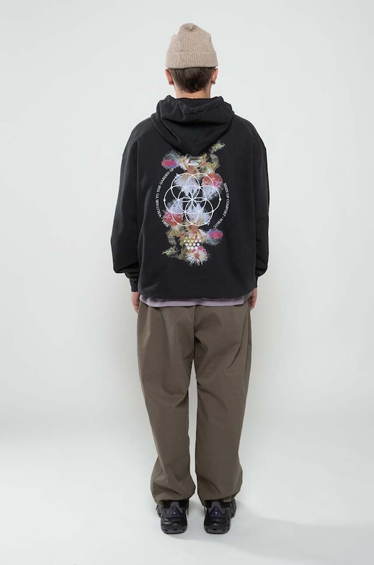 Бавовняна кофта Flowers for Society Premium 2.0 Oversized Hoodie FFSAPP080 чорний