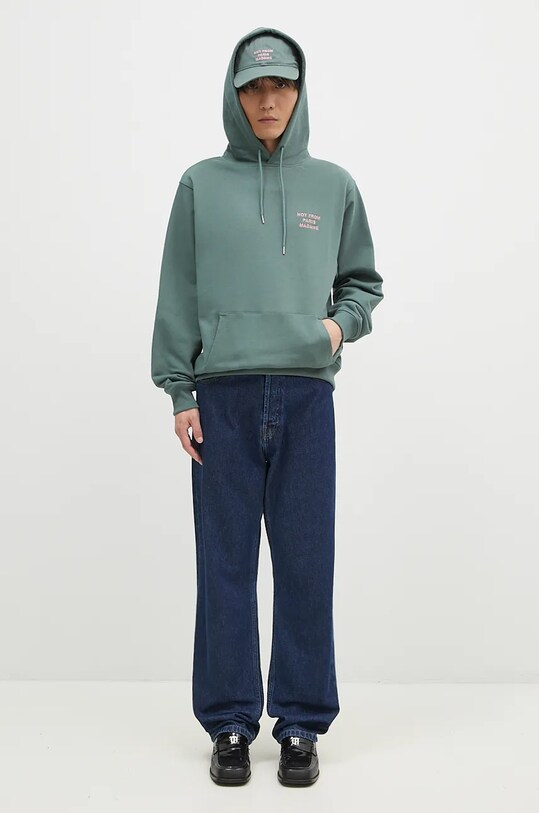 Drôle de Monsieur hanorac de bumbac Le Hoodie Slogan E.HO162.CO127.DGN verde