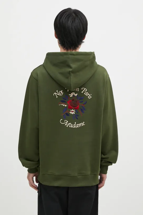 Бавовняна кофта Drôle de Monsieur Le Hoodie Slogan Fleurs бавовна зелений E.HO169.CO127.KK