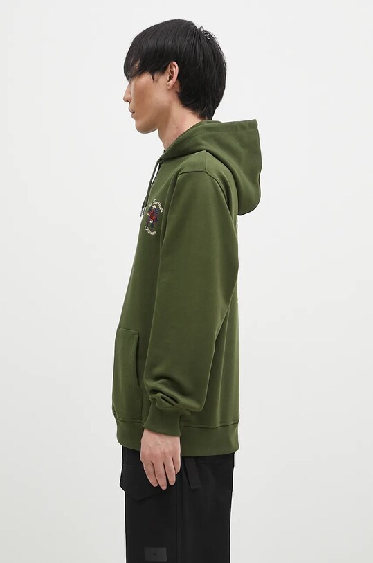 Drôle de Monsieur bluza bawełniana Le Hoodie Slogan Fleurs E.HO169.CO127.KK zielony AW24