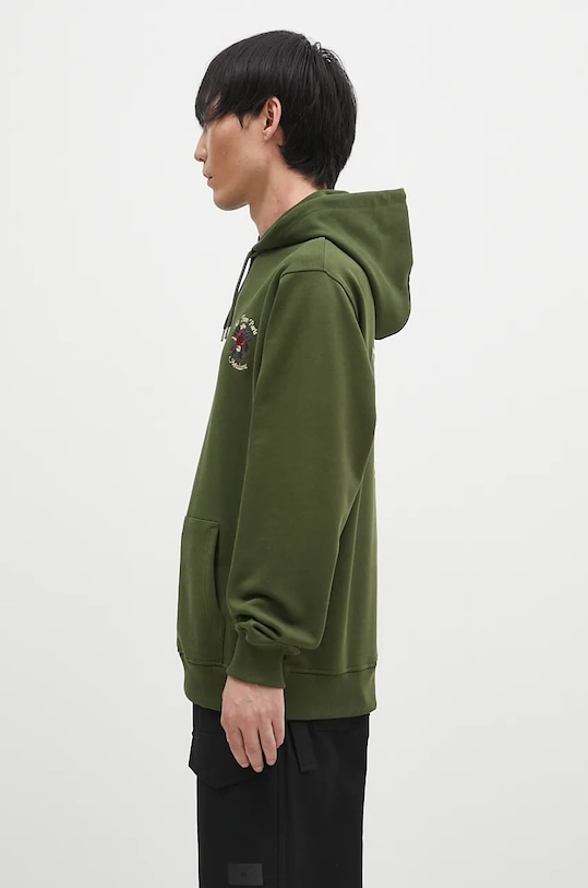 Бавовняна кофта Drôle de Monsieur Le Hoodie Slogan Fleurs E.HO169.CO127.KK зелений AW24