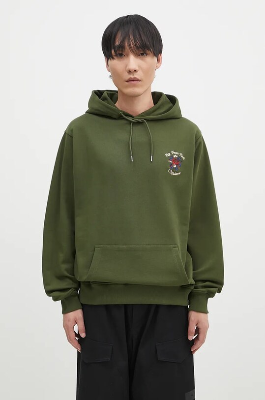 Odzież Drôle de Monsieur bluza bawełniana Le Hoodie Slogan Fleurs E.HO169.CO127.KK zielony