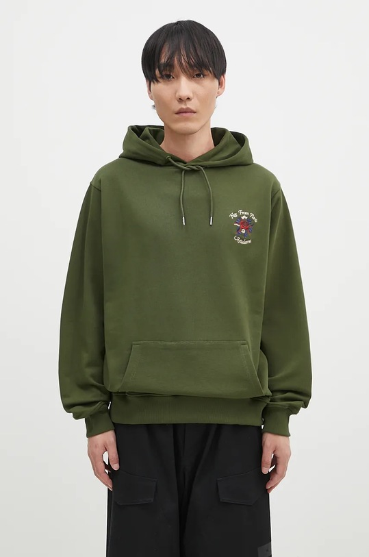 Одяг Бавовняна кофта Drôle de Monsieur Le Hoodie Slogan Fleurs E.HO169.CO127.KK зелений