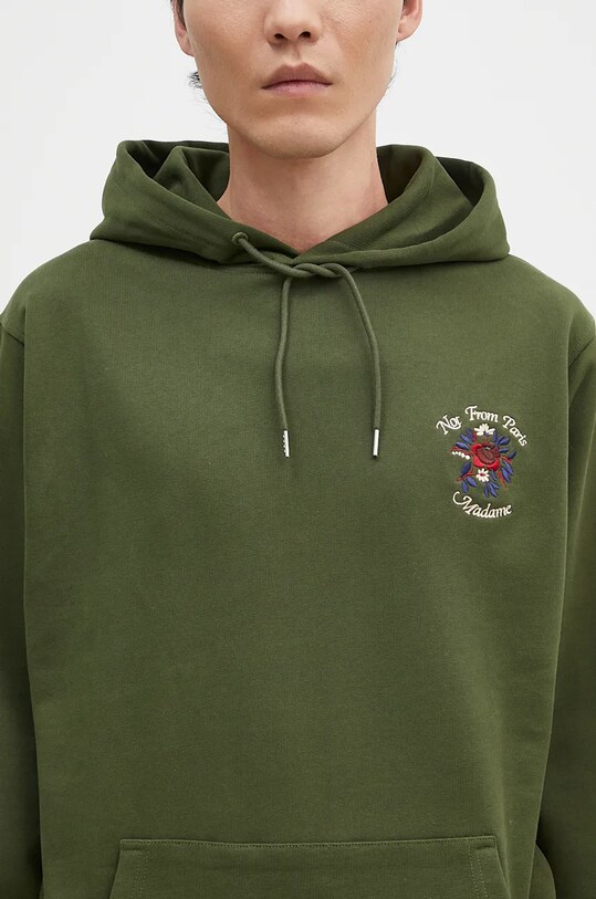 Drôle de Monsieur bluza bawełniana Le Hoodie Slogan Fleurs zielony E.HO169.CO127.KK
