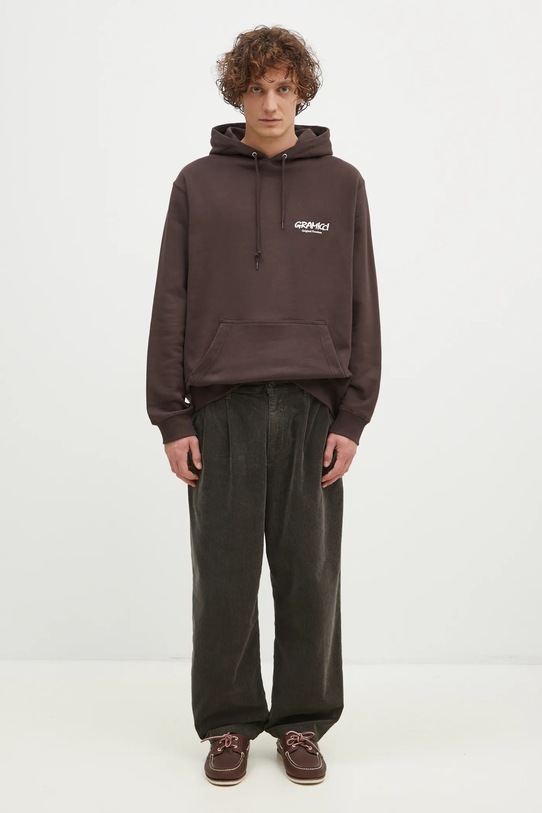 Βαμβακερή μπλούζα Gramicci Original Fredm Hoded Sweatshrt G4FU.J113 καφέ