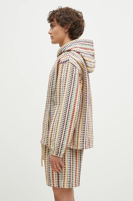 Bavlněná mikina PLEASURES Stitch Poncho Hoodie P24F052 béžová AW24