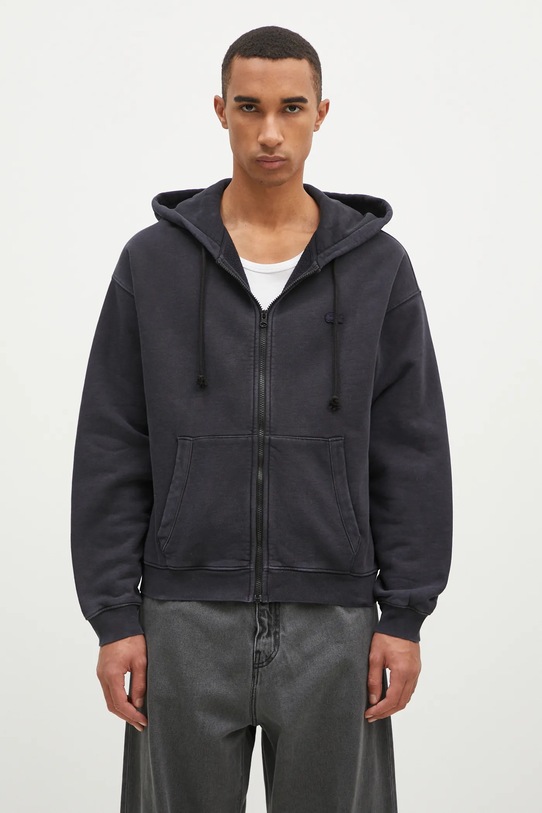 Бавовняна кофта Lacoste з капюшоном чорний SH2830