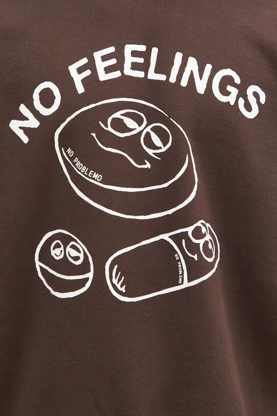 No Problemo bluza bawełniana Hard Feelings Crew Neck Sweat brązowy NP20003.02