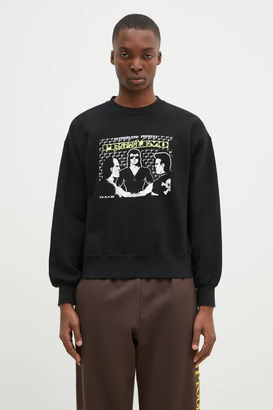 Pamučna dukserica No Problemo Subway Crew Neck Sweat print crna NP20004.02