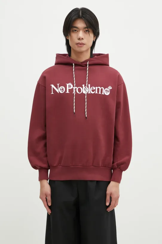 Pamučna dukserica No Problemo Funghi Problemo print bordo NP20014.02