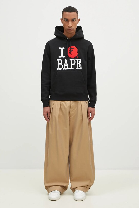 Pamučna dukserica A Bathing Ape I Love Bape Pullover 1K80114005 crna