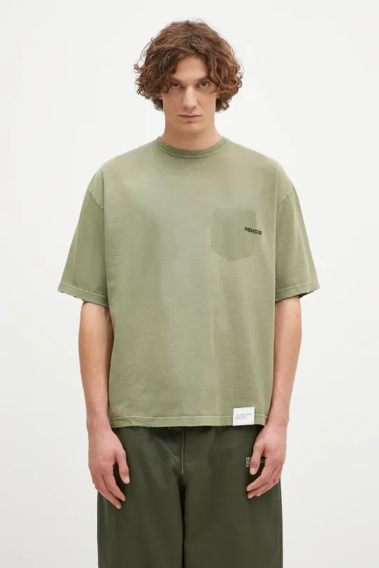 NEIGHBORHOOD cotton t-shirt Savage Crewneck SS regular green 242FPNH.CSM06