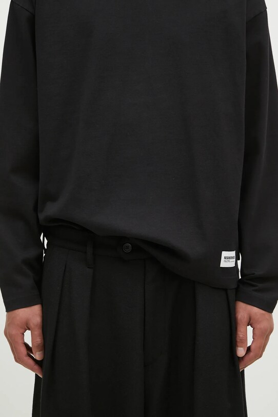 NEIGHBORHOOD longsleeve din bumbac ClaSSic Mockneck Longsleeve negru 242FPNH.CSM09