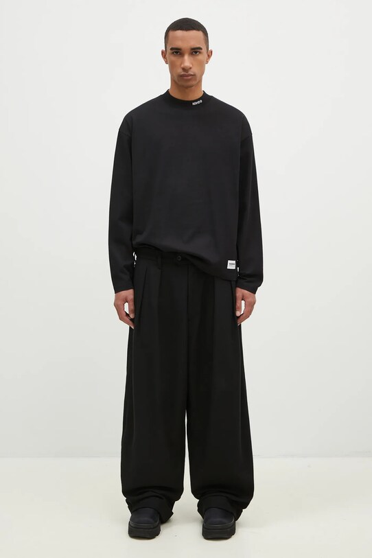 NEIGHBORHOOD longsleeve din bumbac ClaSSic Mockneck Longsleeve 242FPNH.CSM09 negru
