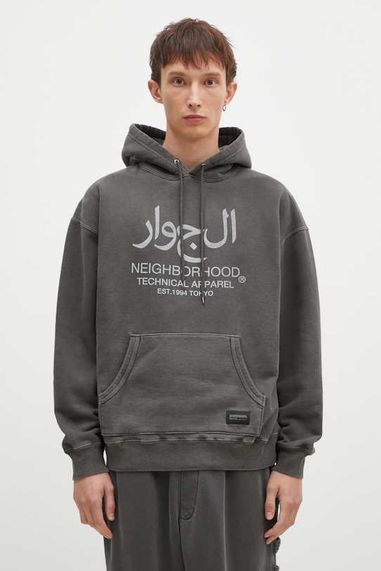 NEIGHBORHOOD cotton sweatshirt Pigment Dyed Sweat Hoodie Longsleeve cotton gray 242UNNH.CSM02