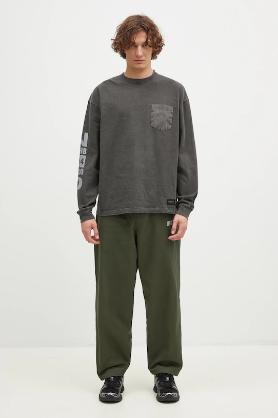 Bavlněné tričko s dlouhým rukávem NEIGHBORHOOD Pigment Dyed Crewneck Longsleeve 242UNNH.CSM03 šedá