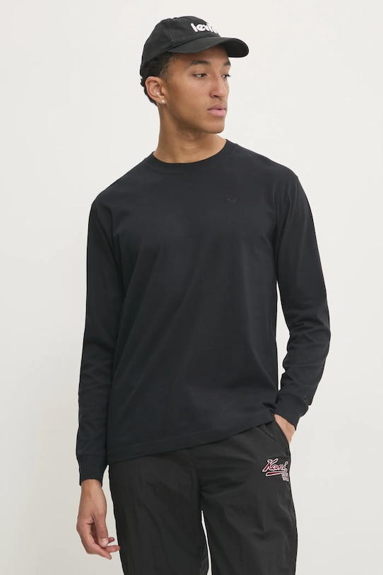 Hollister Co. longsleeve din bumbac uni negru KI324.4198.900