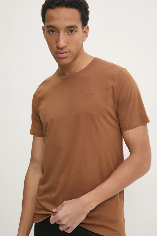Bavlněné tričko Hollister Co. hnědá KI324.4206.430