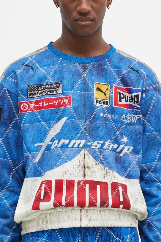 Mikina Puma Puma x A$AP ROCKY Quilted Sweat Shirt modrá 631125