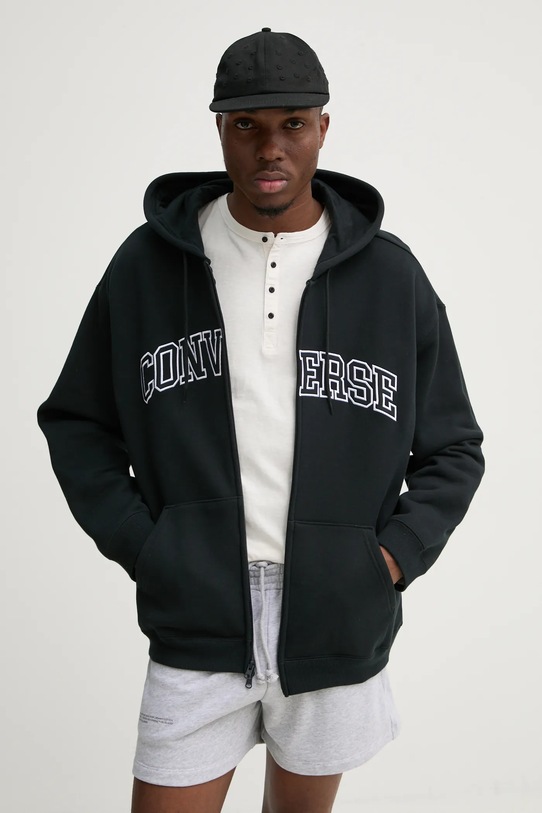 Converse bluza bawełniana z kapturem czarny 10027083.A02