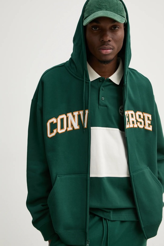 Bavlněná mikina Converse zelená 10027083.A03