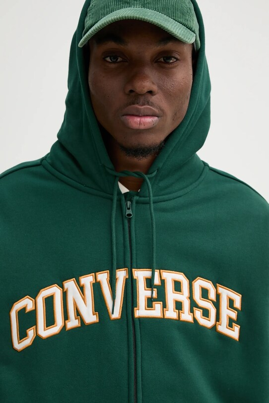 Bavlněná mikina Converse 10027083.A03 zelená