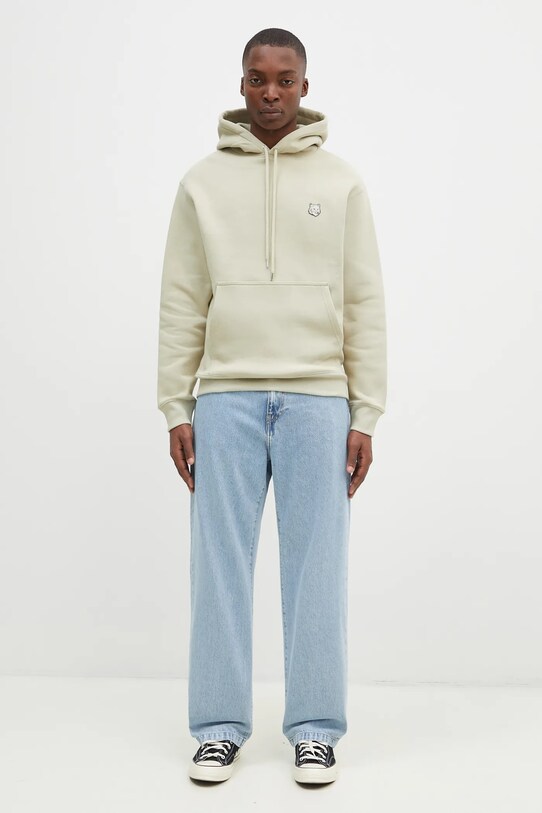 Maison Kitsuné felpa in cotone Bold Fox Head Patch MM00713KM0307 verde