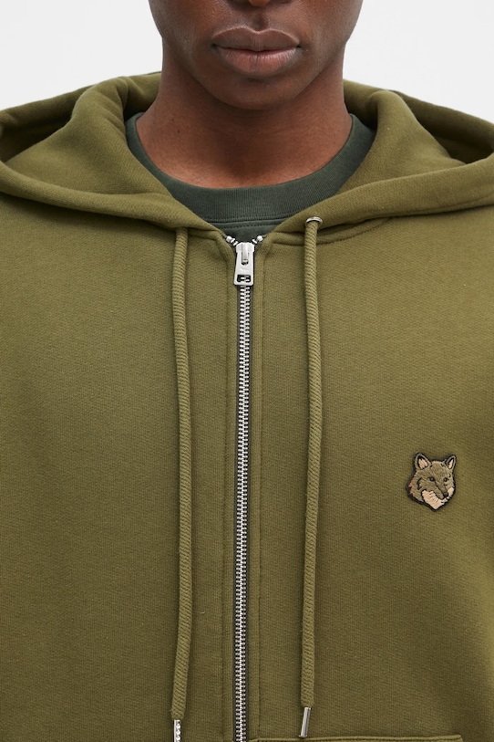 Maison Kitsuné bluza bawełniana Bold Fox Head Patch zielony MM00714KM0307