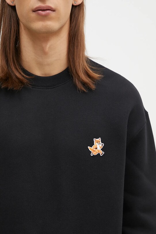 Bavlnená mikina Maison Kitsuné Speedy Fox Patch čierna MM00313KM0307