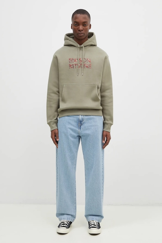 Bavlněná mikina Maison Kitsuné Woodland Alphabet NM00704KM0307 zelená