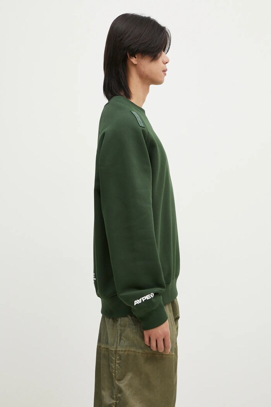 AAPE sweatshirt Moon Face Logo green AAPSWMB319XXN