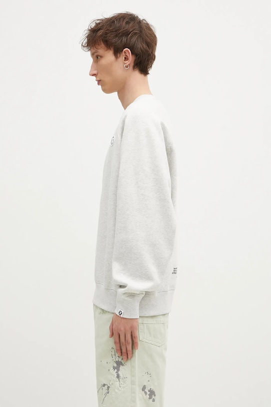 AAPE bluză Moon Face Logo AAPSWMB319XAN gri AW24