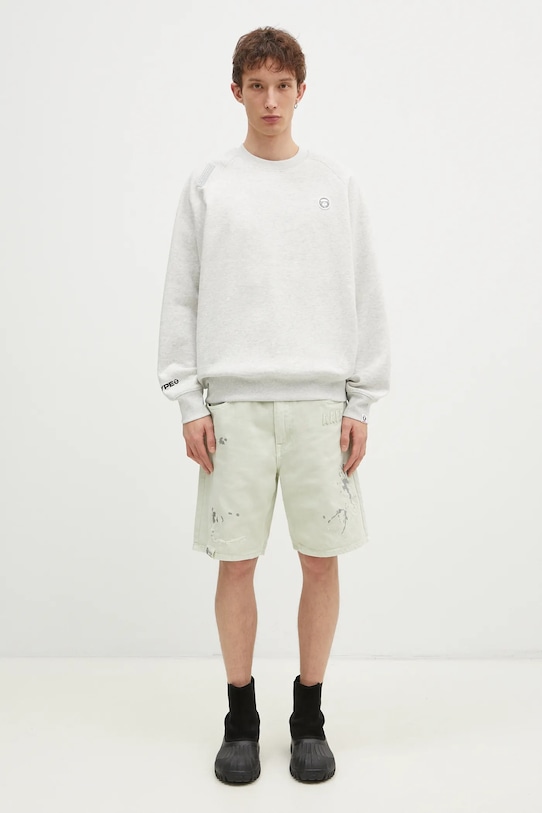 AAPE bluză Moon Face Logo AAPSWMB319XAN gri