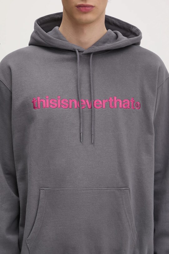 thisisneverthat felpa in cotone T-Logo Hoodie grigio TN243TSWHO01