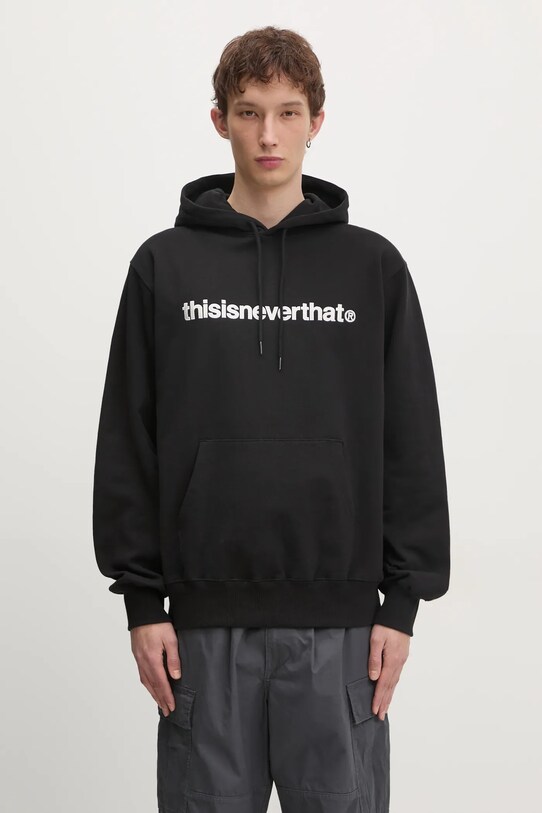 thisisneverthat hanorac de bumbac T-Logo Hoodie imprimeu negru TN243TSWHO01