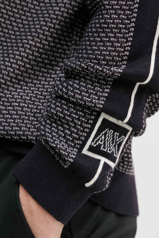 Armani Exchange sweter wełniany 6DZM2X.ZM4MZ granatowy